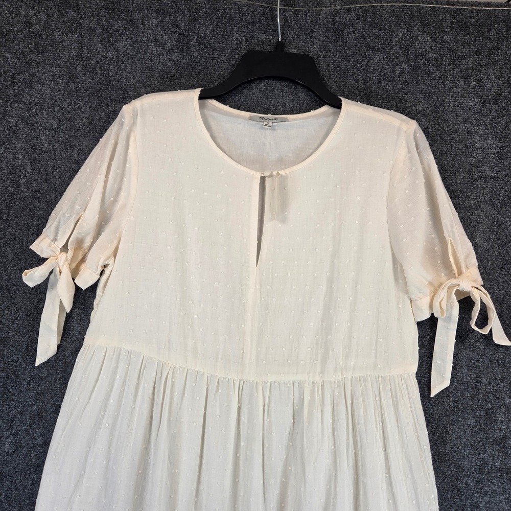 Madewell Cream Tiered Midi Dress with Tie Sleeves - Picture 5 of 16
